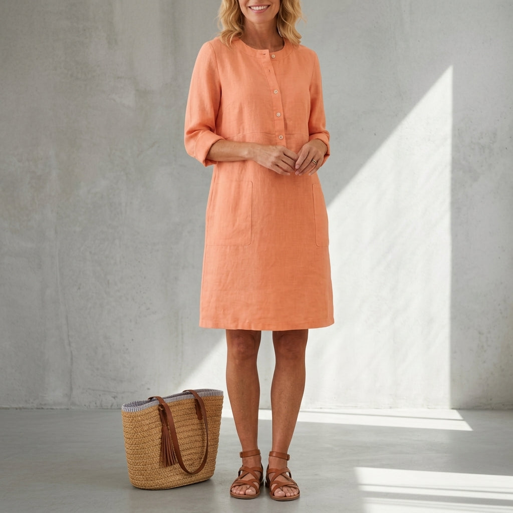 Madison | Tossa Linen Button Shift Dress
