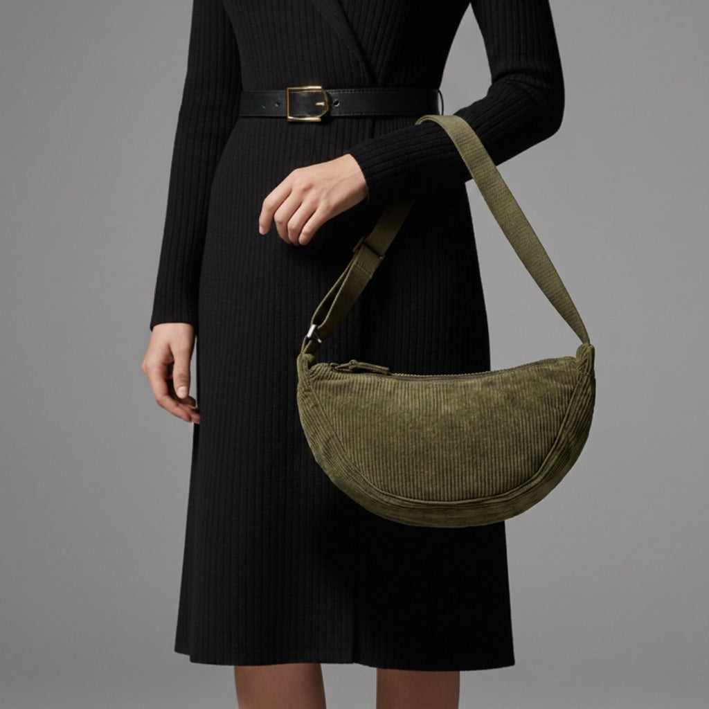 Maya | Grasse Corduroy Crescent Bag