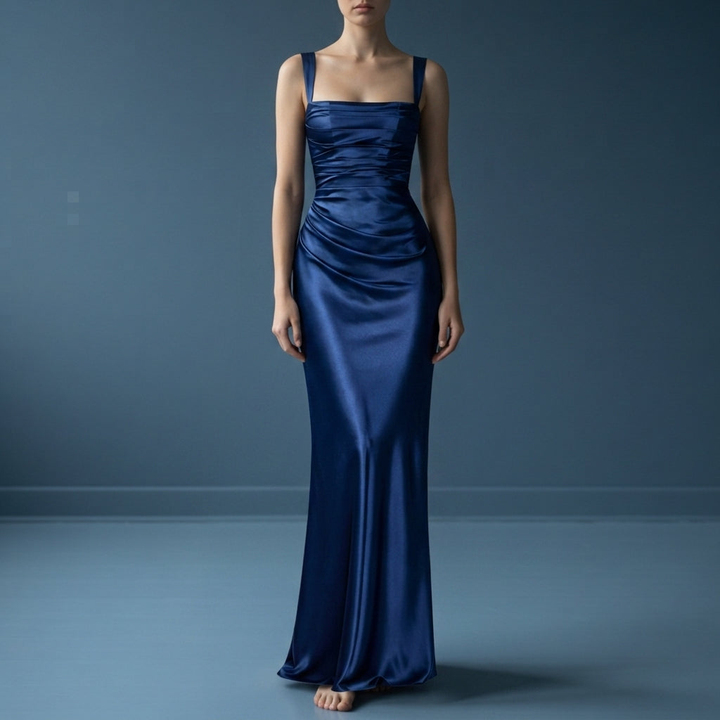 Mia | Lefkada Satin Ruched Maxi Dress