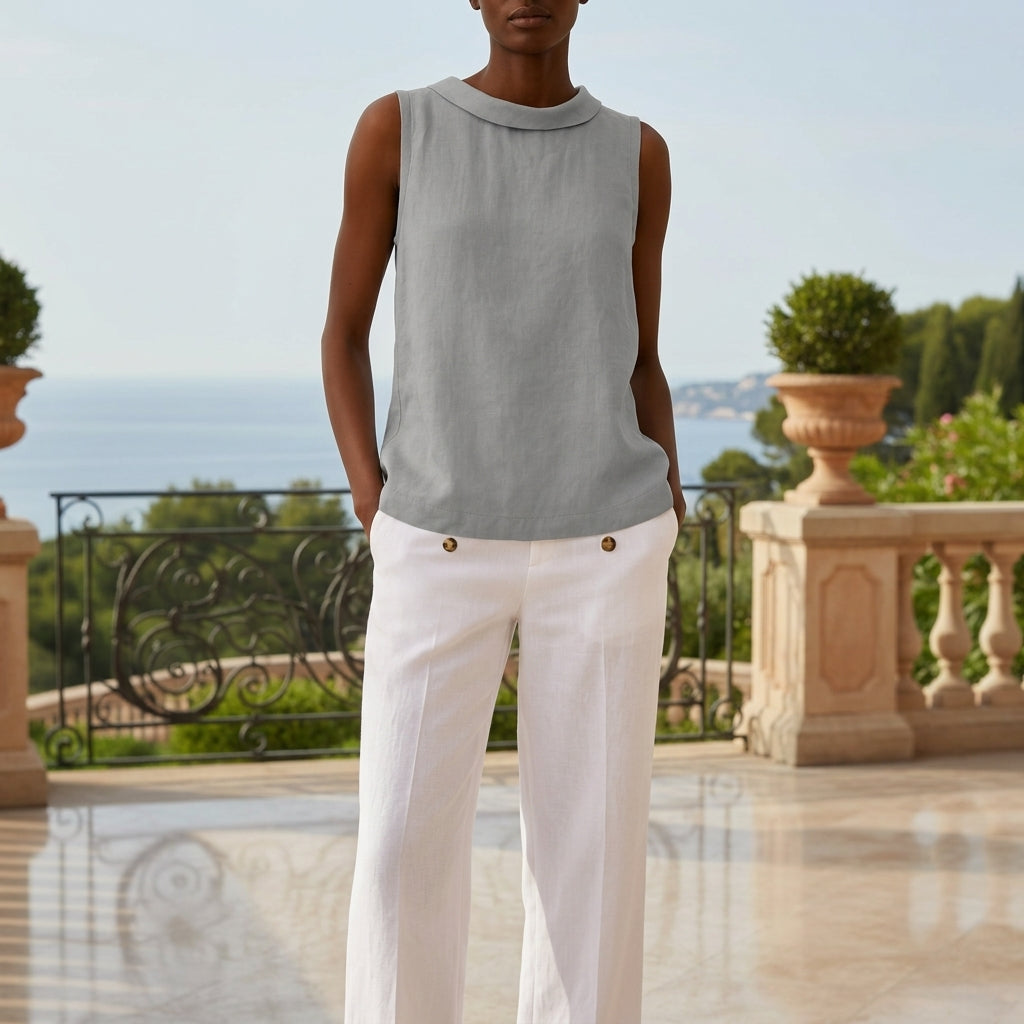 Mia | Milano Roll Collar Sleeveless Top