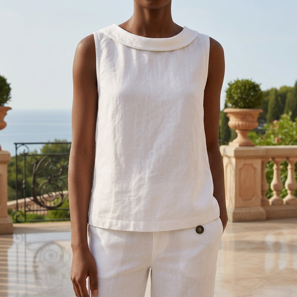 Mia | Milano Roll Collar Sleeveless Top