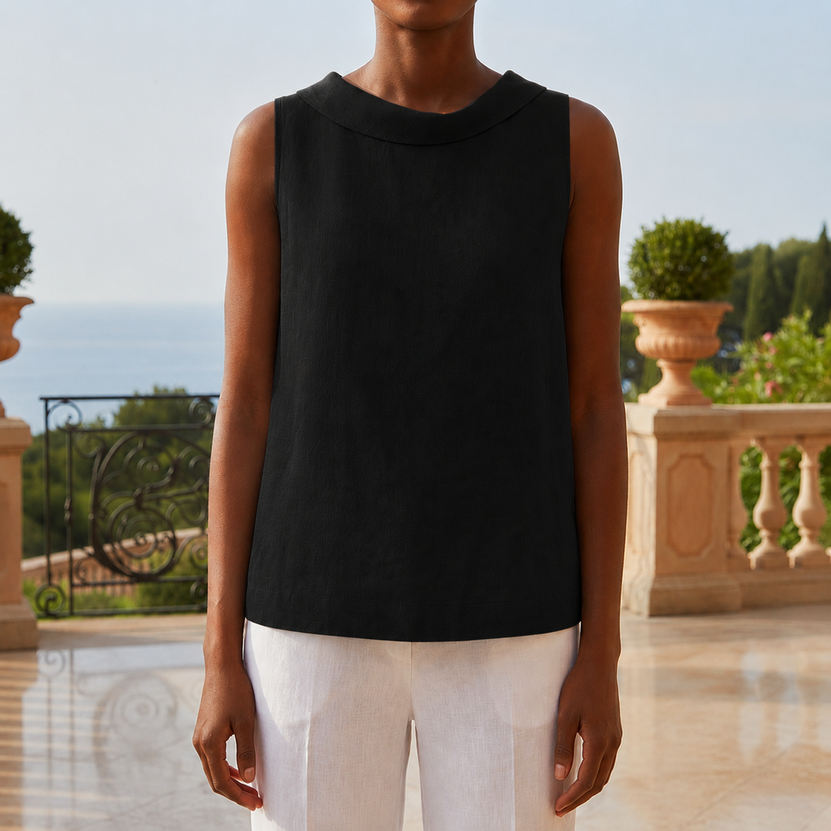 Mia | Milano Roll Collar Sleeveless Top