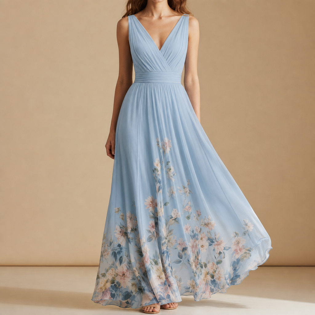 Mia | Porquerolles Floral Chiffon Maxi Dress