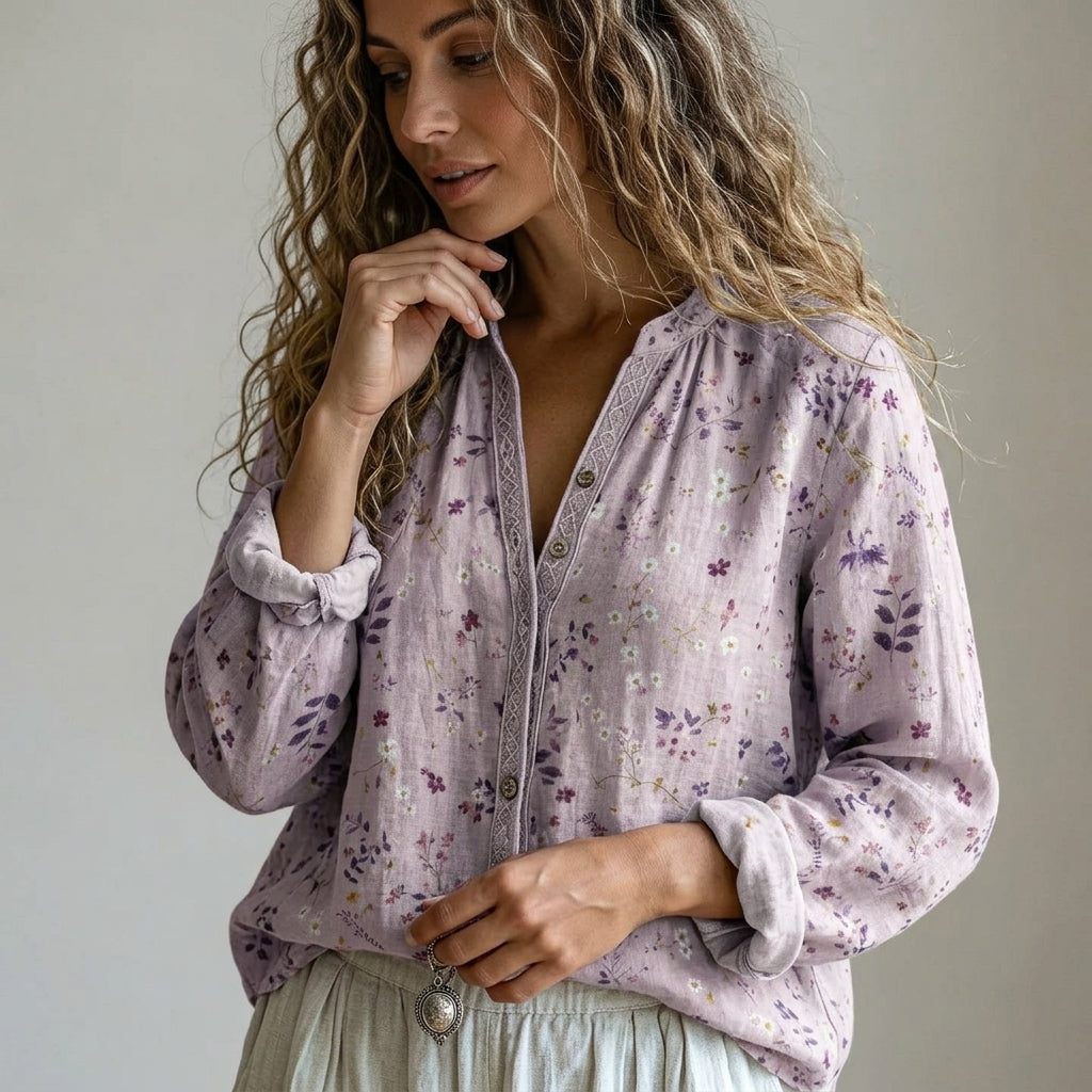 Mia | Vence Leaf Print Blouse