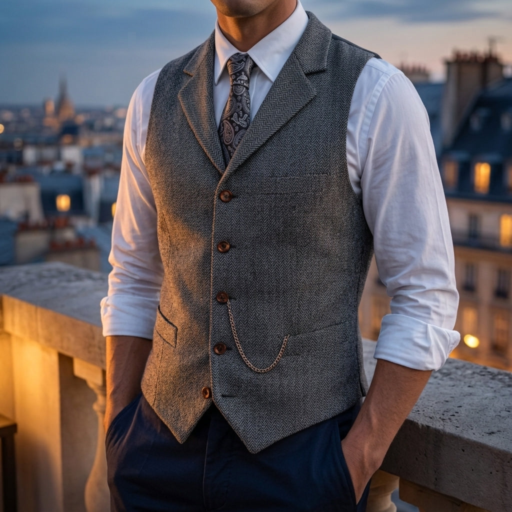 Michael | Mason Herringbone Lapel Waistcoat