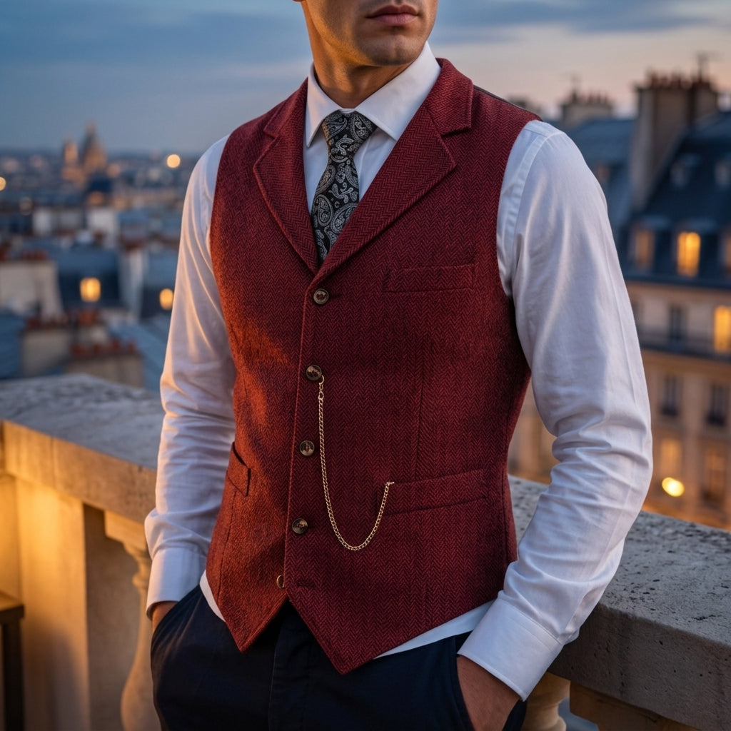 Michael | Mason Herringbone Lapel Waistcoat