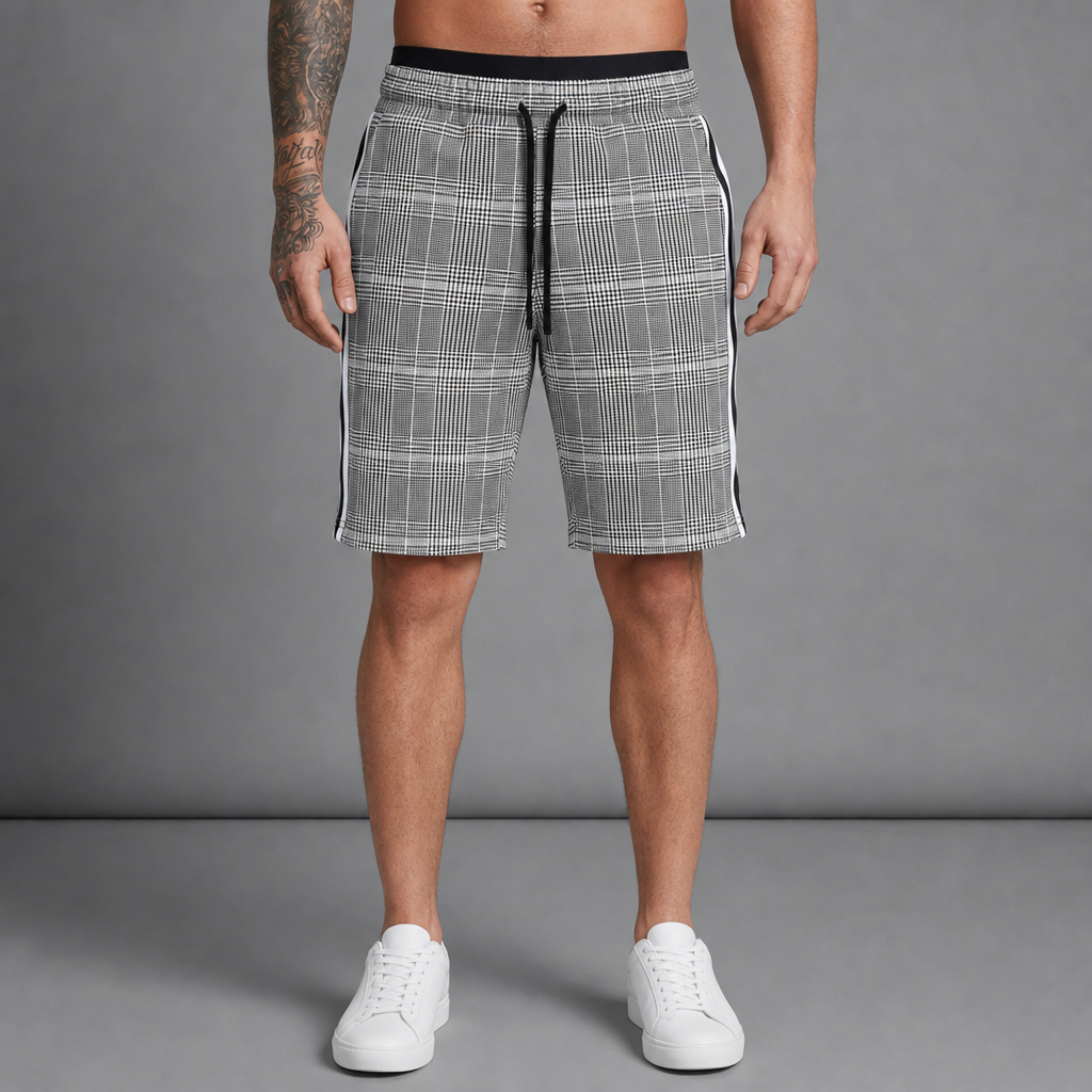 Michael | Paros Plaid Side Stripe Shorts