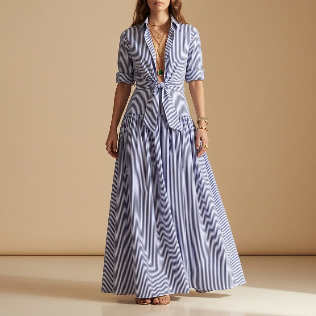 Mila | Mantova Striped Maxi Shirt Set