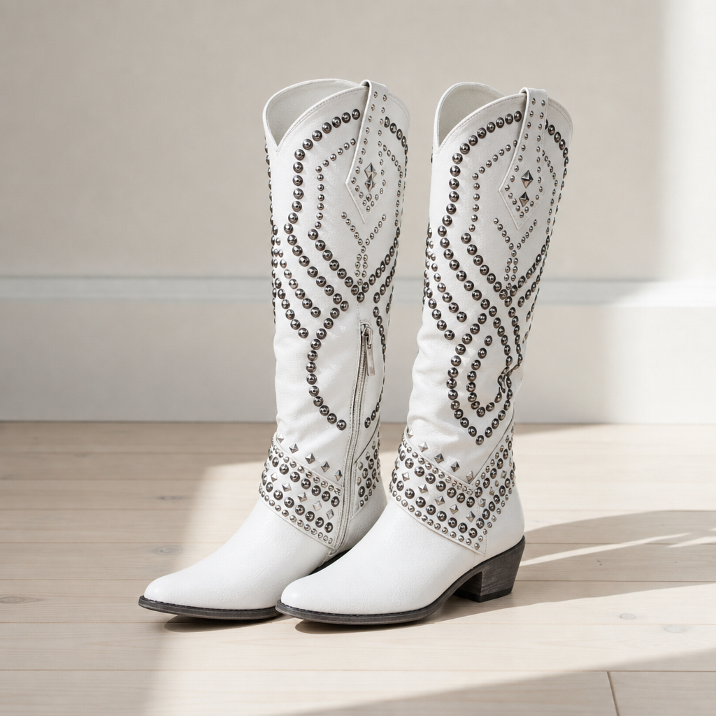 Mila | Sagres Studded Western Knee-High Boots