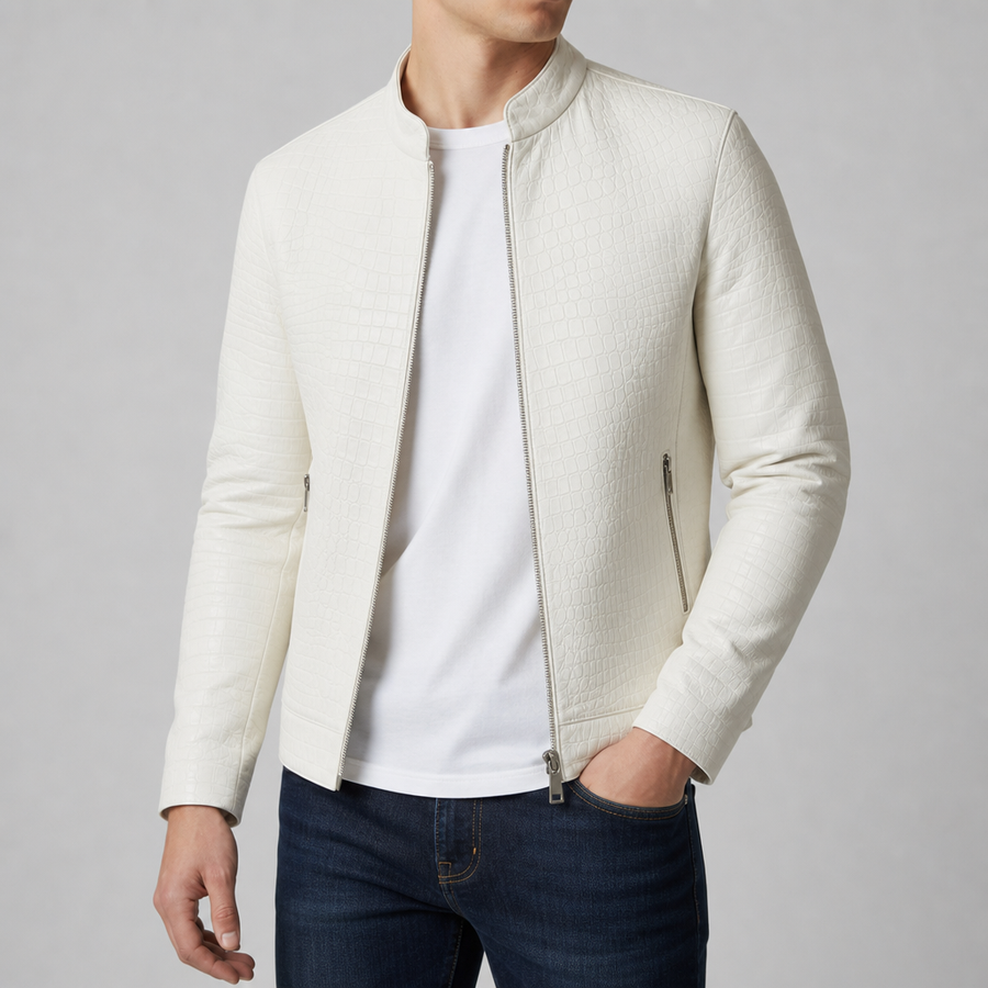 Miles | Ajaccio Croc Embossed Leather Jacket