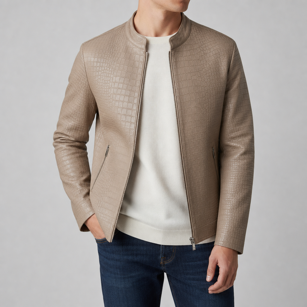 Miles | Ajaccio Croc Embossed Leather Jacket