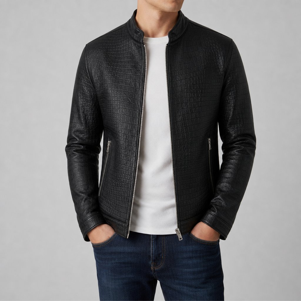 Miles | Ajaccio Croc Embossed Leather Jacket
