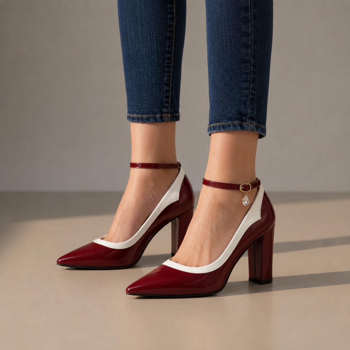 Natalie | Folegandros Patent Block Heel Shoes
