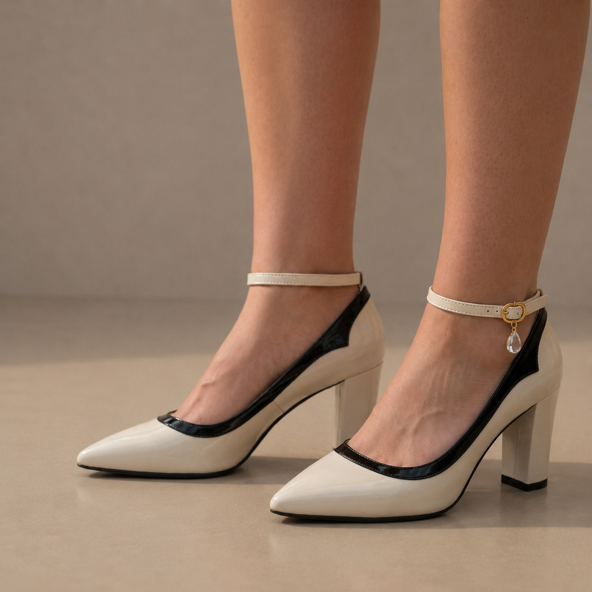 Natalie | Folegandros Patent Block Heel Shoes