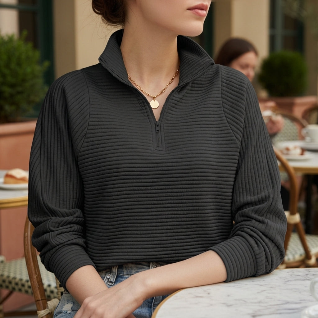 Natalie | Lille Half Zip Funnel Neck Sweater