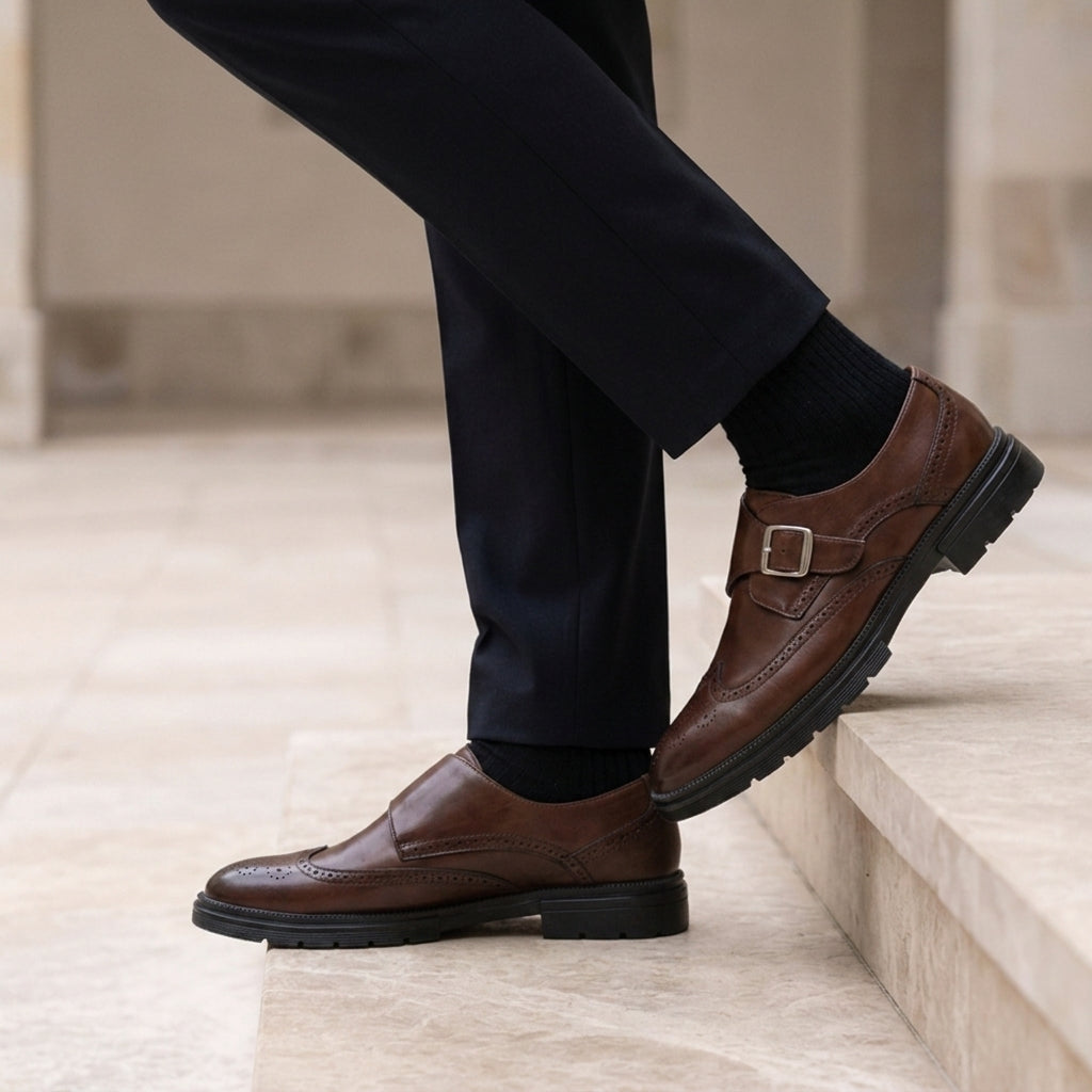Noah | Calvero Brogue Monk Strap Shoes