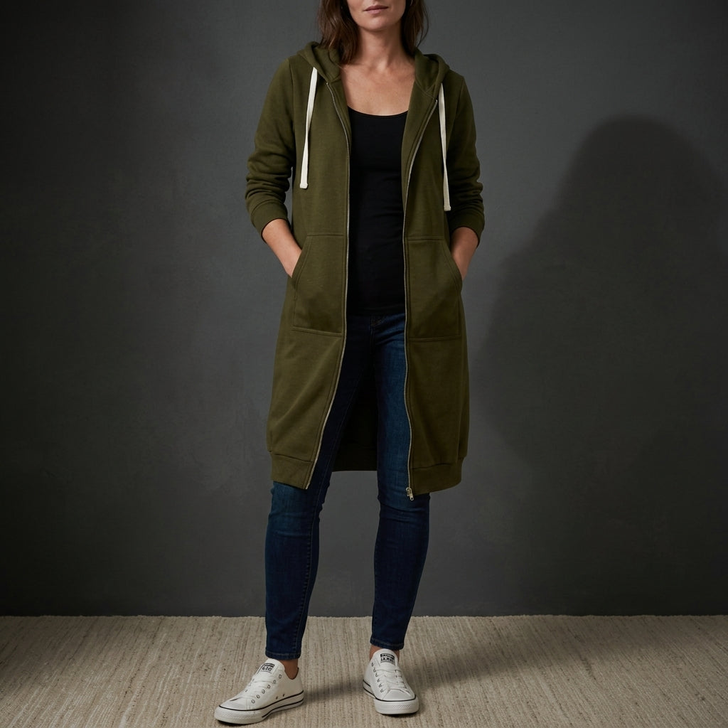 Nora | Folegandros Longline Zip Hoodie