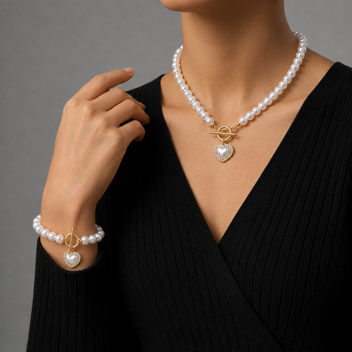 Nova | Formentor Red Pearl Heart Jewelry Set