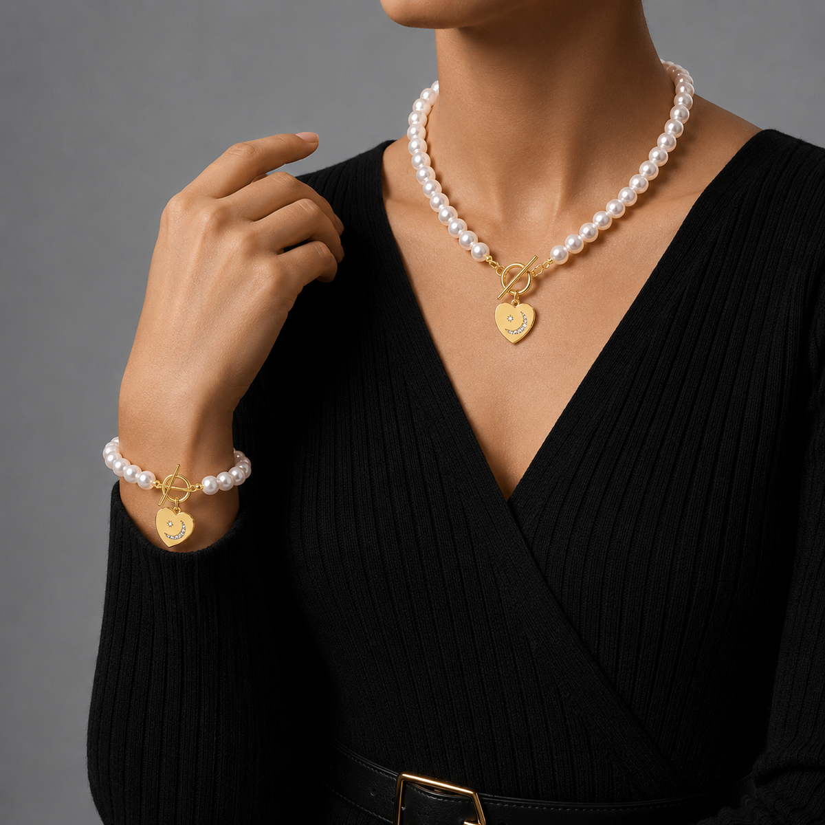 Nova | Formentor Red Pearl Heart Jewelry Set