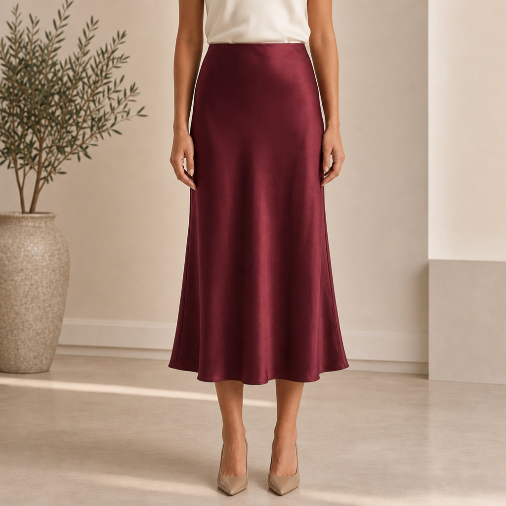 Nova | Thassos Satin Midi Skirt