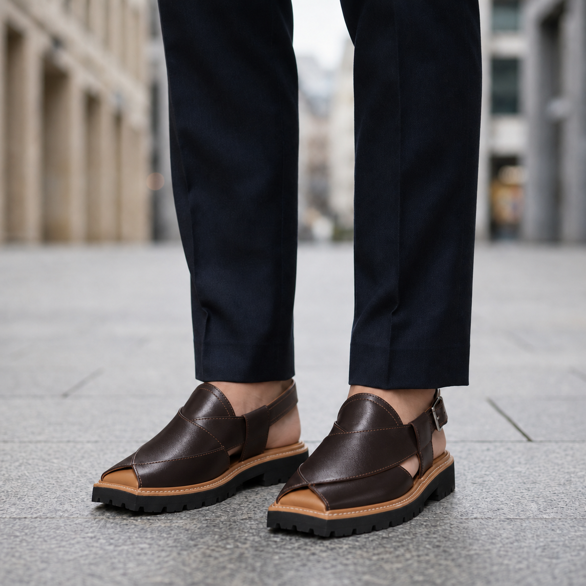 Oliver | Ceret Rugged Leather Peshawari Sandals
