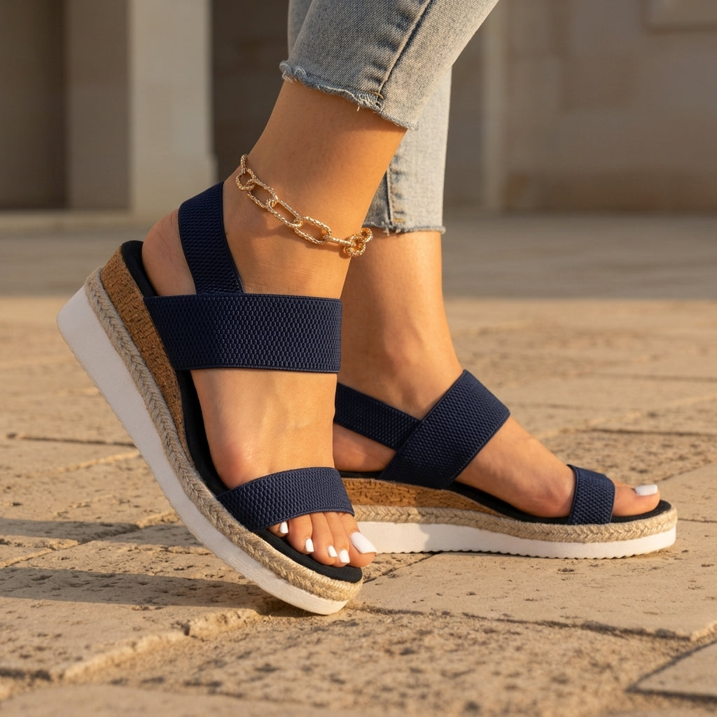 Olivia | Marvao Elastic Platform Espadrille Sandals