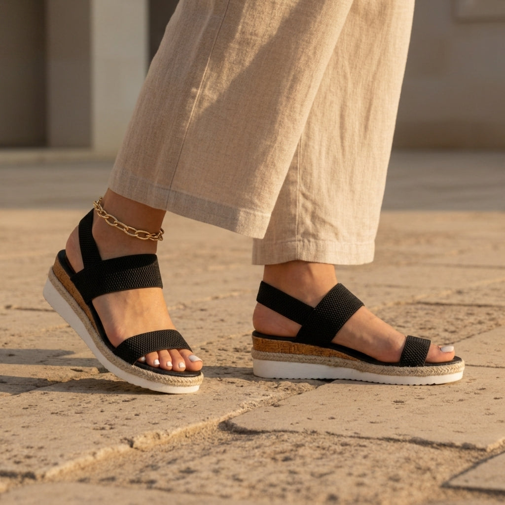 Olivia | Marvao Elastic Platform Espadrille Sandals