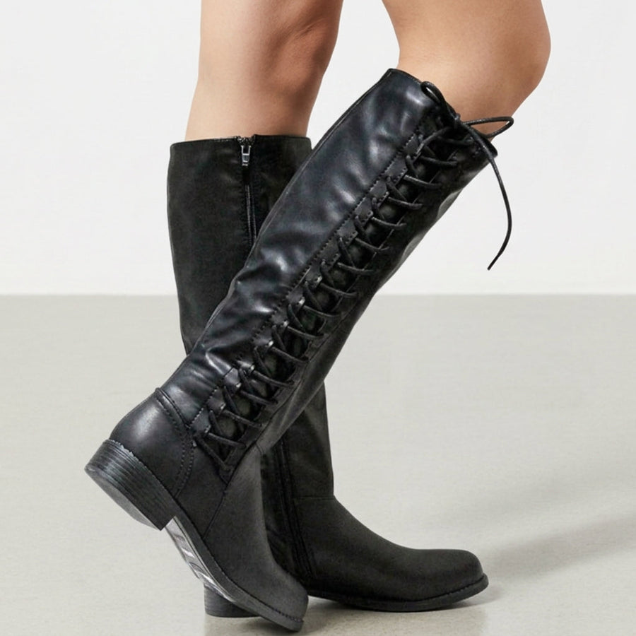 Olivia | Paros Lace-Up Knee-High Boots