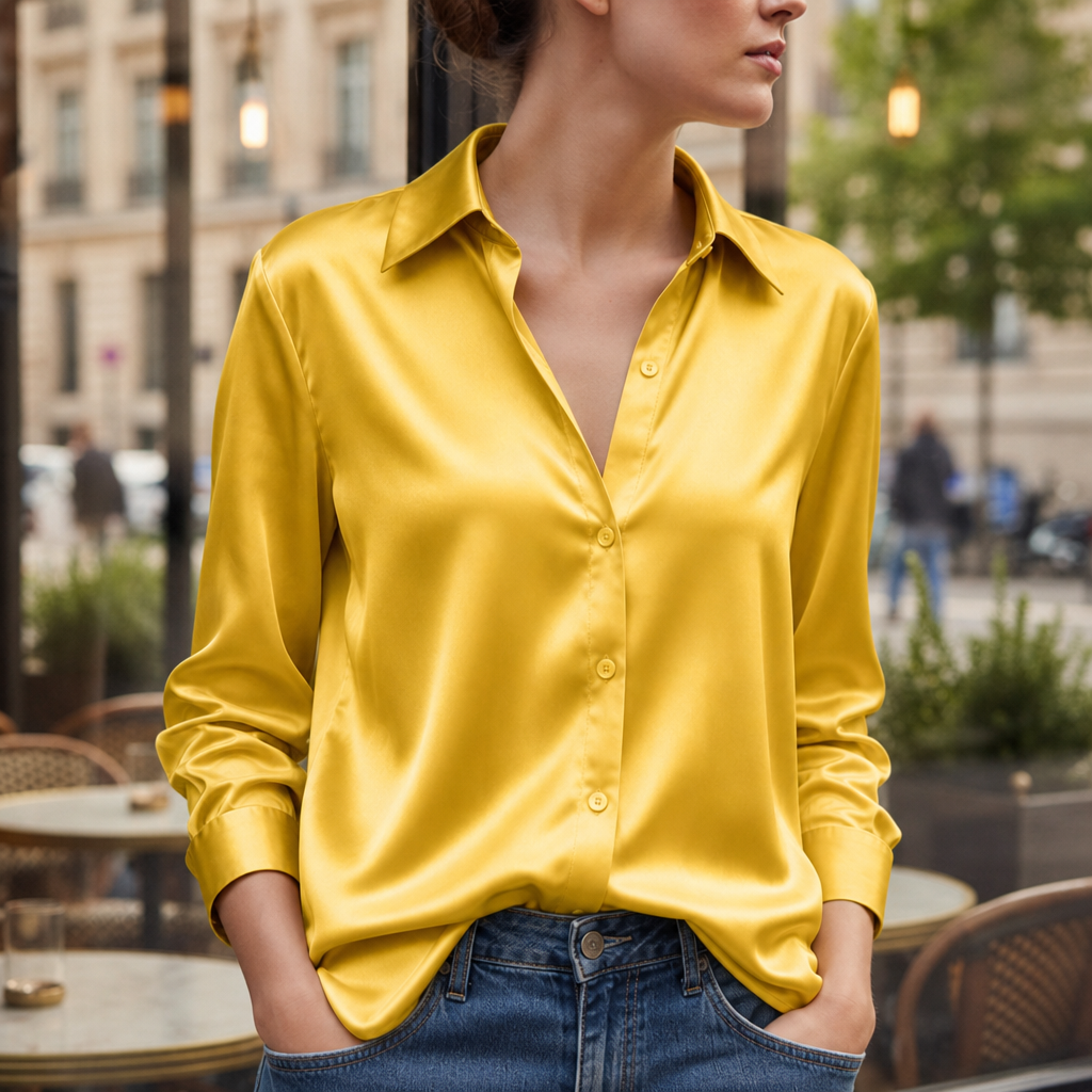 Olivia | Sifnos Satin Button-Down Blouse