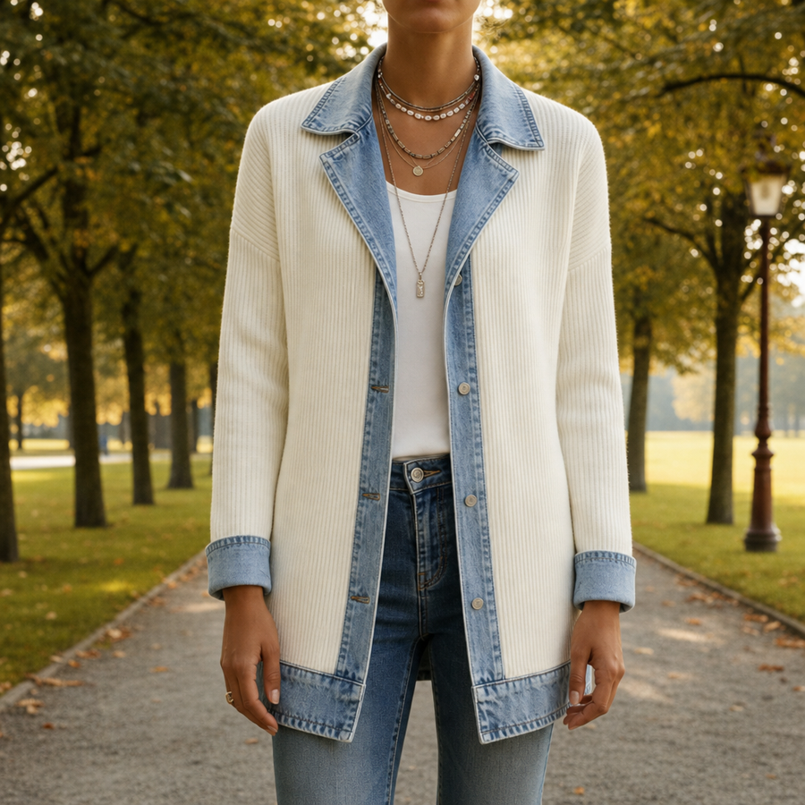 Olivia | Skyros Denim Knit Hybrid Jacket