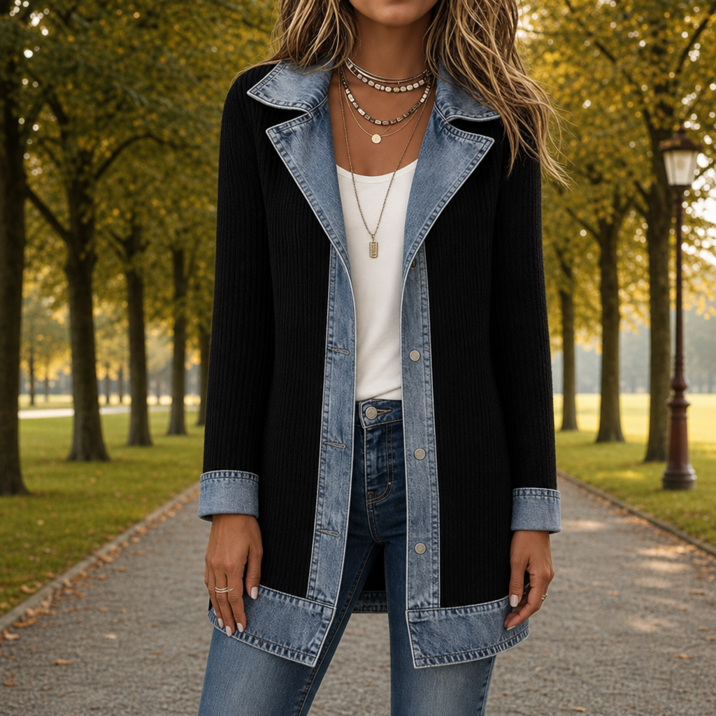 Olivia | Skyros Denim Knit Hybrid Jacket