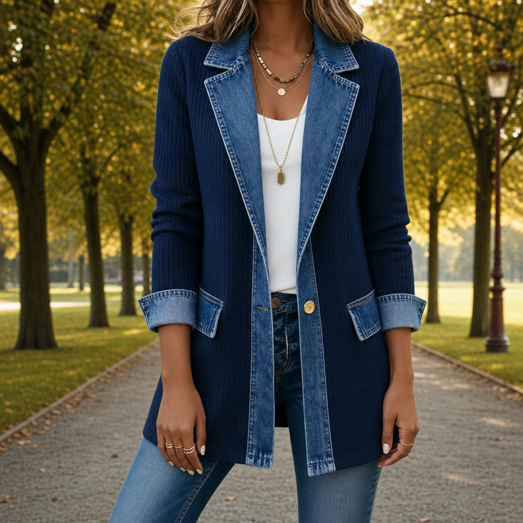 Olivia | Skyros Denim Knit Hybrid Jacket