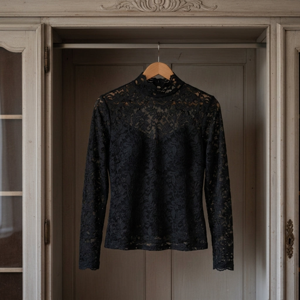 Piper | Nisyros Floral Lace High-Neck Blouse