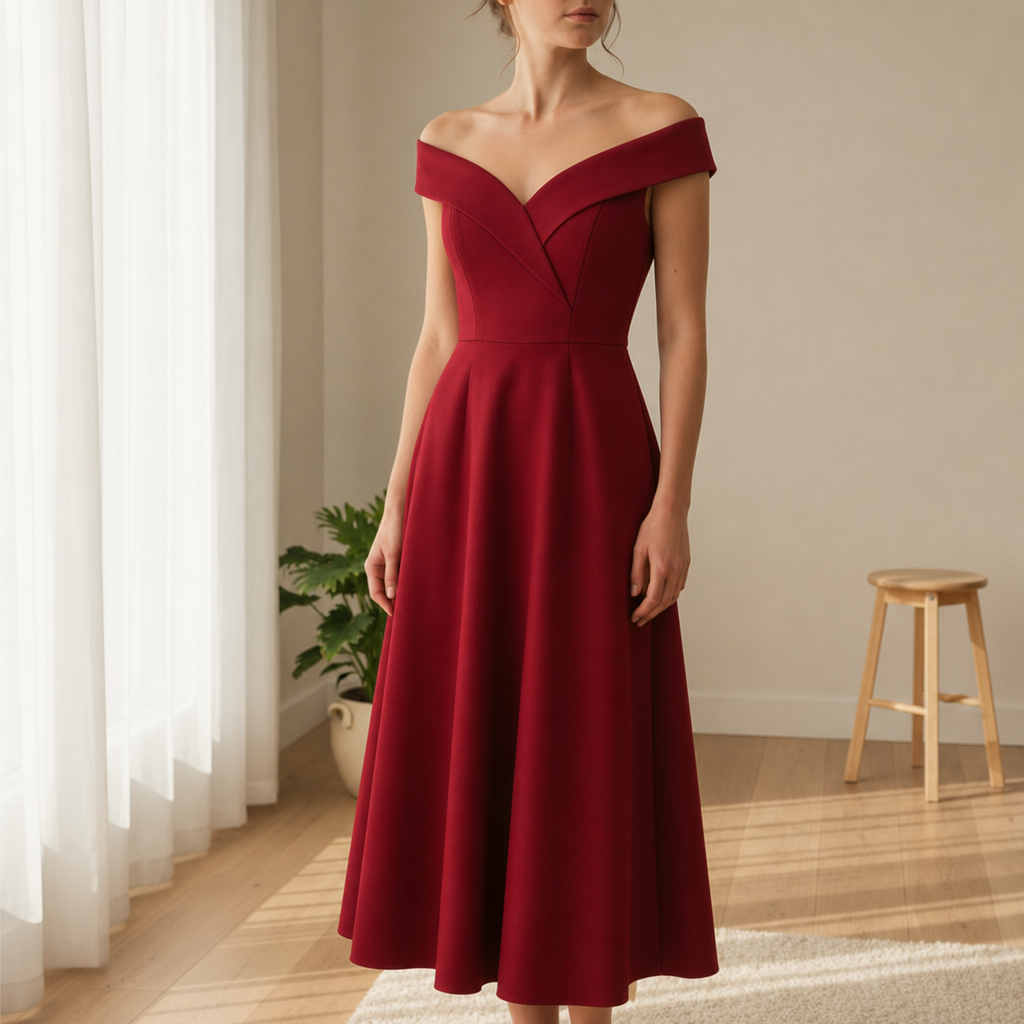 Piper | Poros Off-Shoulder Midi Dress