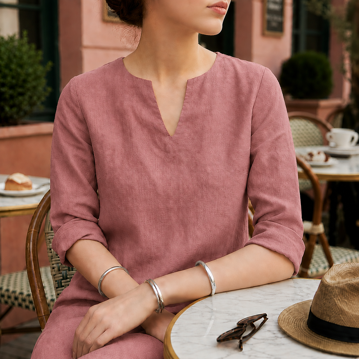 Piper | Sorrento Women's V-Neck Linen Midi Dress