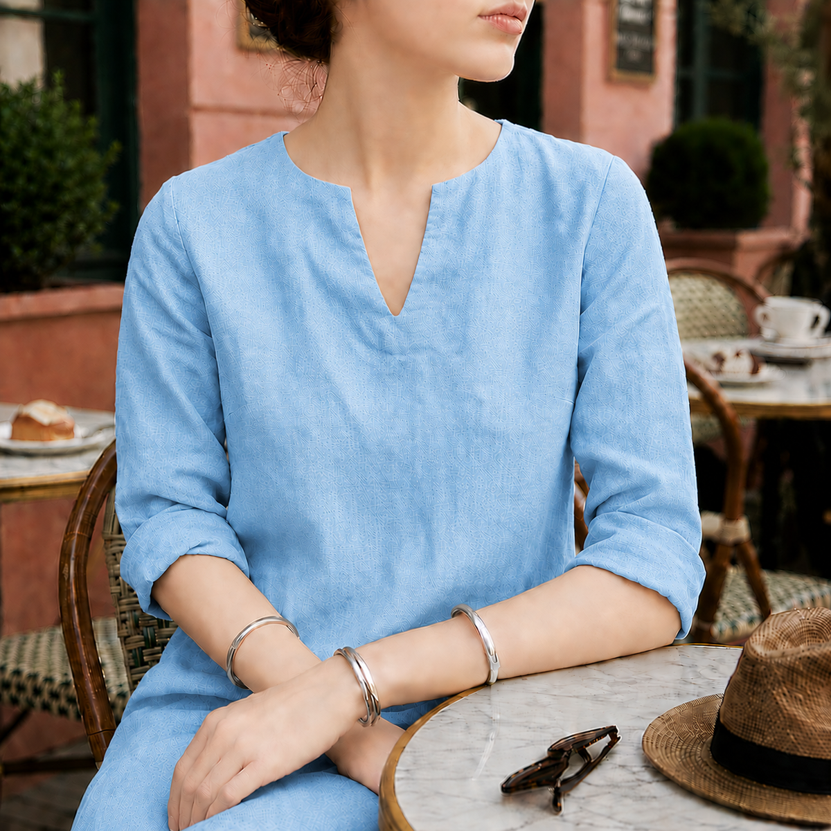 Piper | Sorrento Women's V-Neck Linen Midi Dress