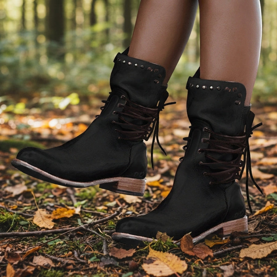Riley | Frontier Studded Lace-Up Mid-Calf Boot