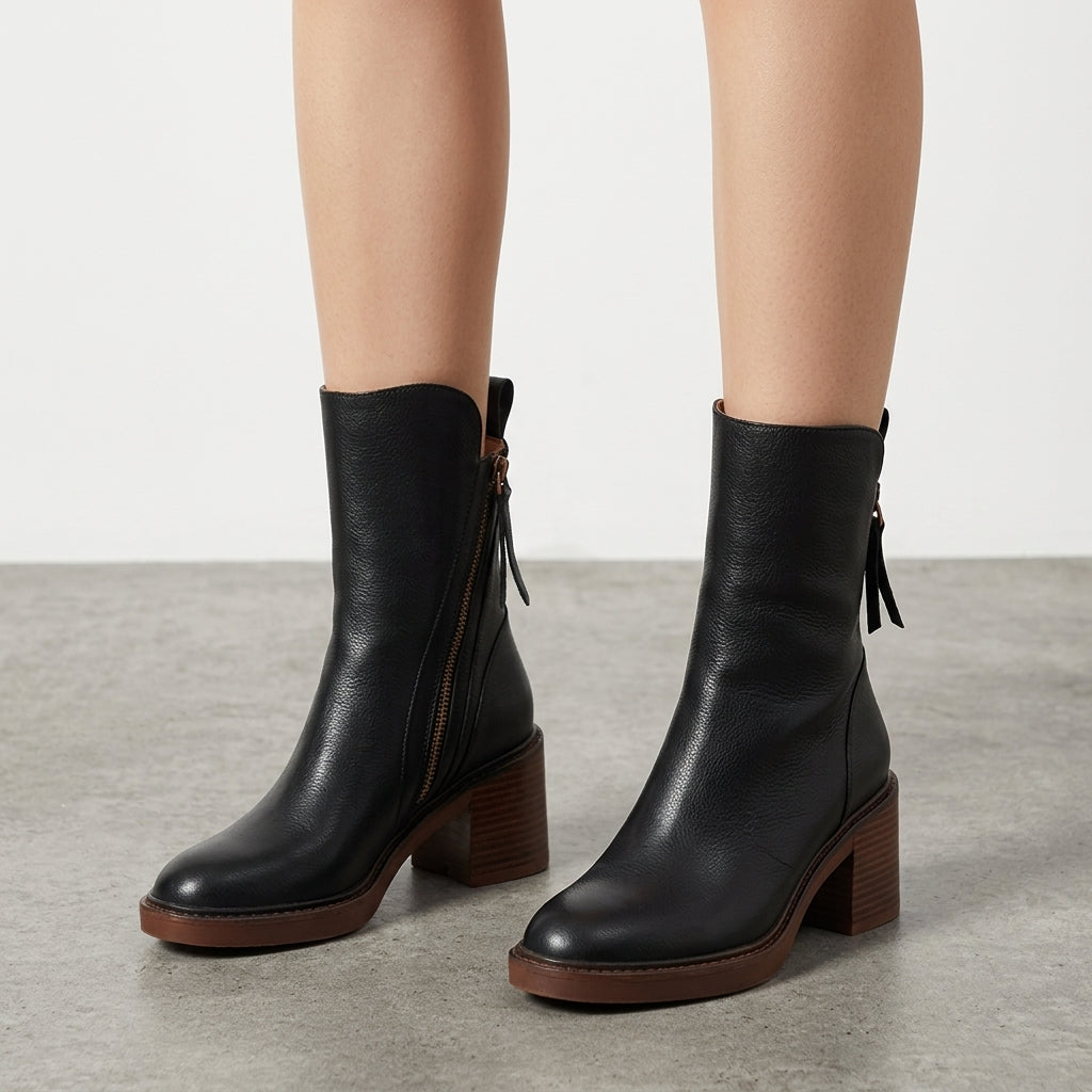 Riley | Verso Side-Zip Block-Heel Ankle Boot