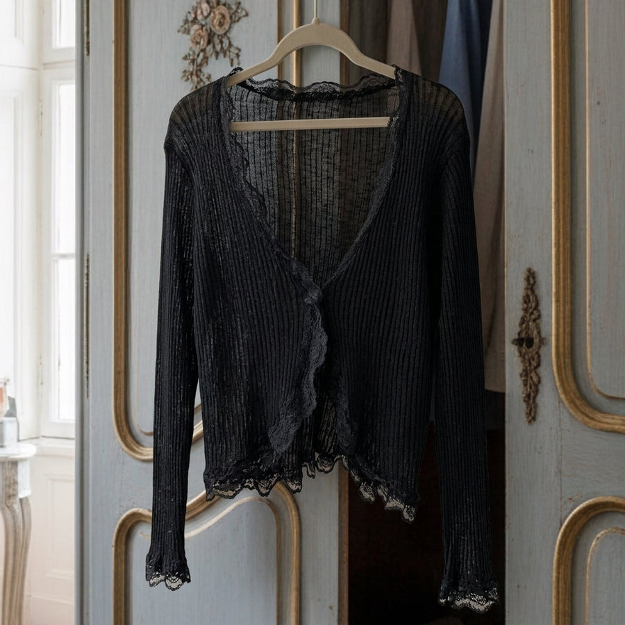 Ruby | Bervienne Lace Trim Open Cardigan