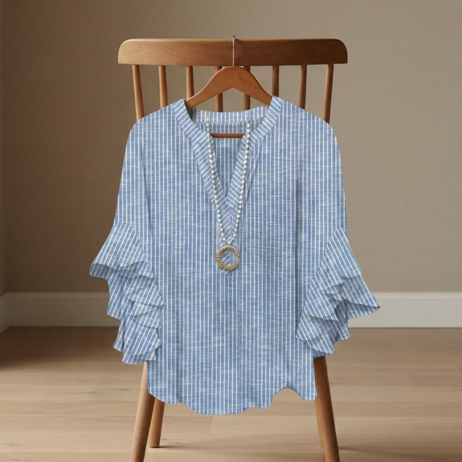 Sarah | Savona V-Neck Ruffle Sleeve Blouse