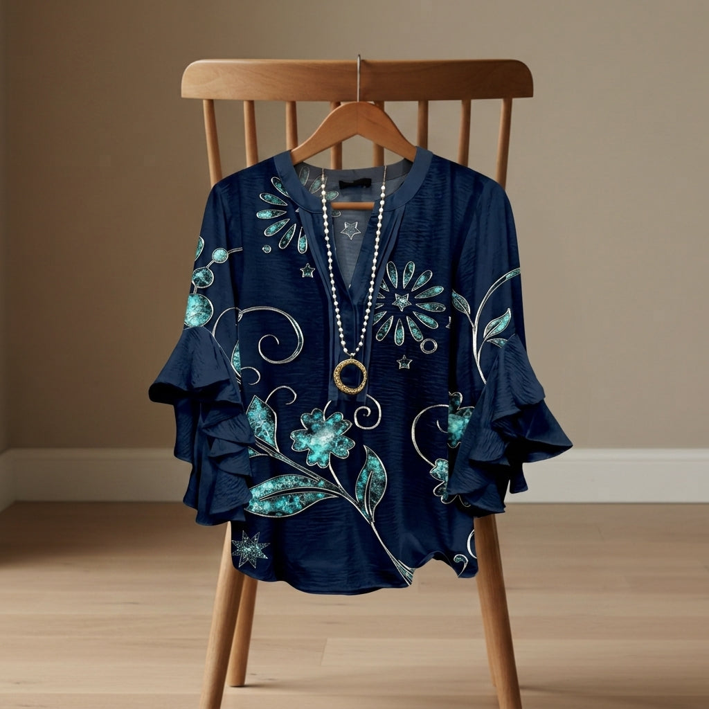 Sarah | Savona V-Neck Ruffle Sleeve Blouse