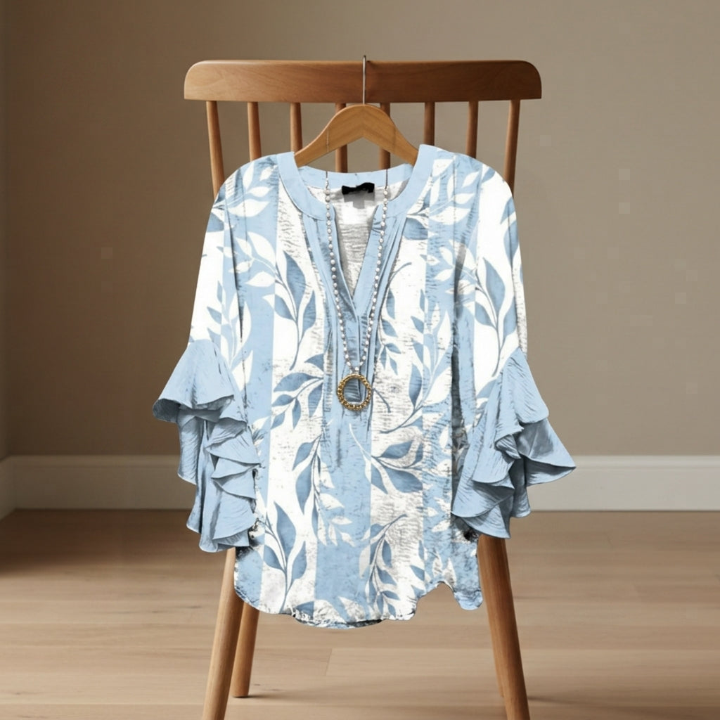 Sarah | Savona V-Neck Ruffle Sleeve Blouse