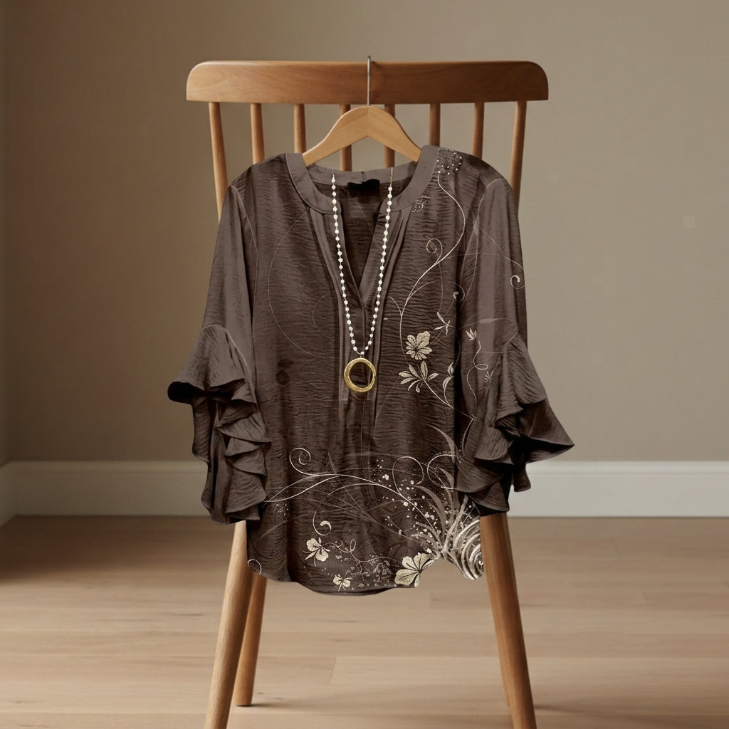Sarah | Savona V-Neck Ruffle Sleeve Blouse