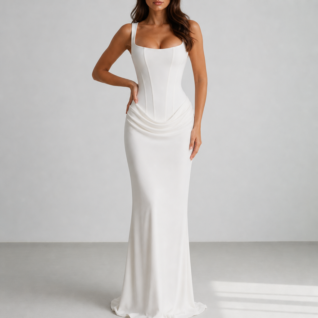 Scarlett | Birgu Ruched Corset Maxi Dress