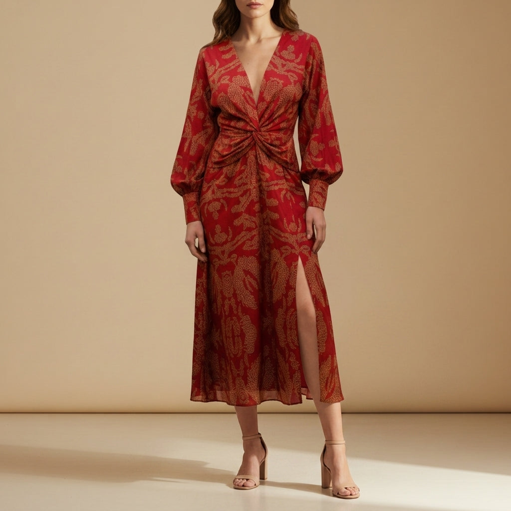 Scarlett | Grasse Twist Front Midi Dress