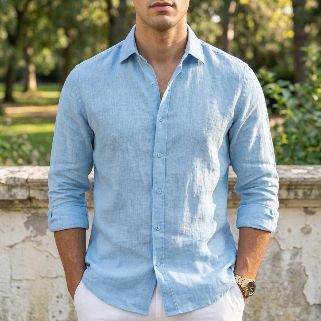 Sebastian | Omodos Linen Button-Up Shirt