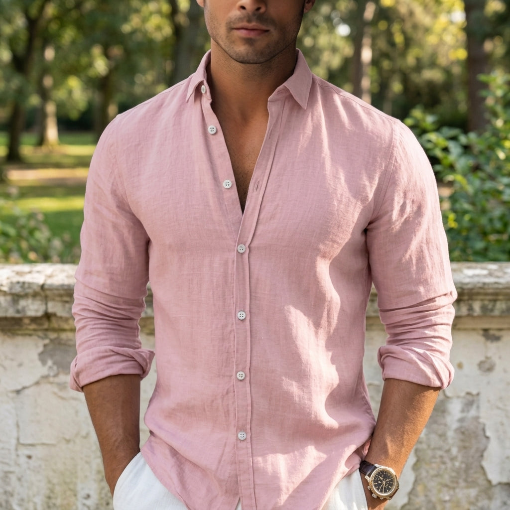 Sebastian | Omodos Linen Button-Up Shirt