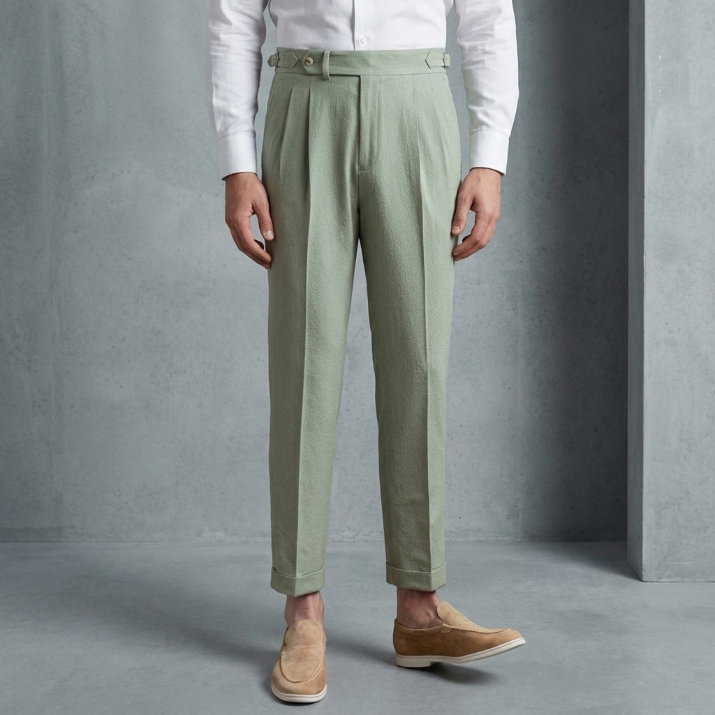 Sebastian | Taranto Seersucker Airy Double Pleated Trousers