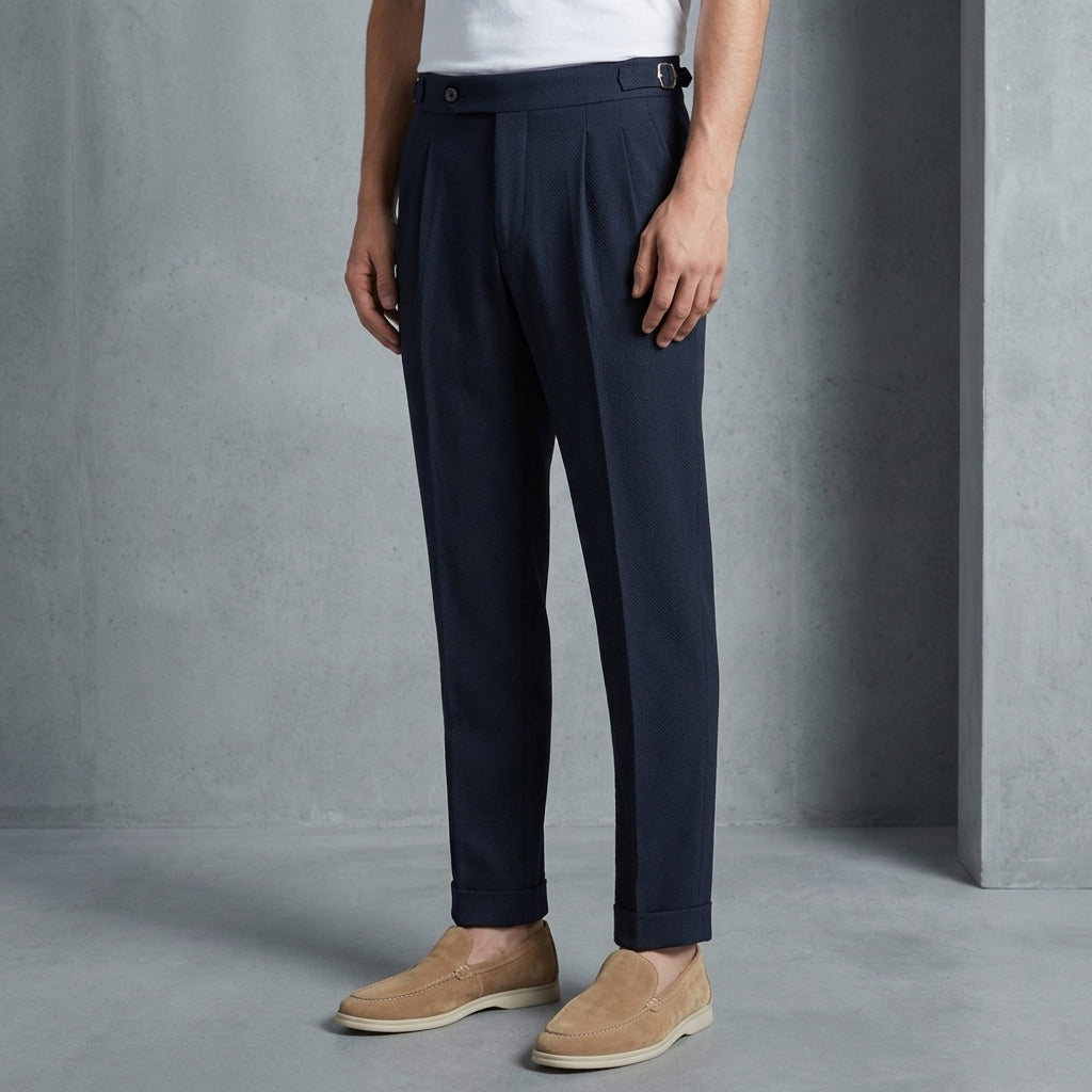 Sebastian | Taranto Seersucker Airy Double Pleated Trousers