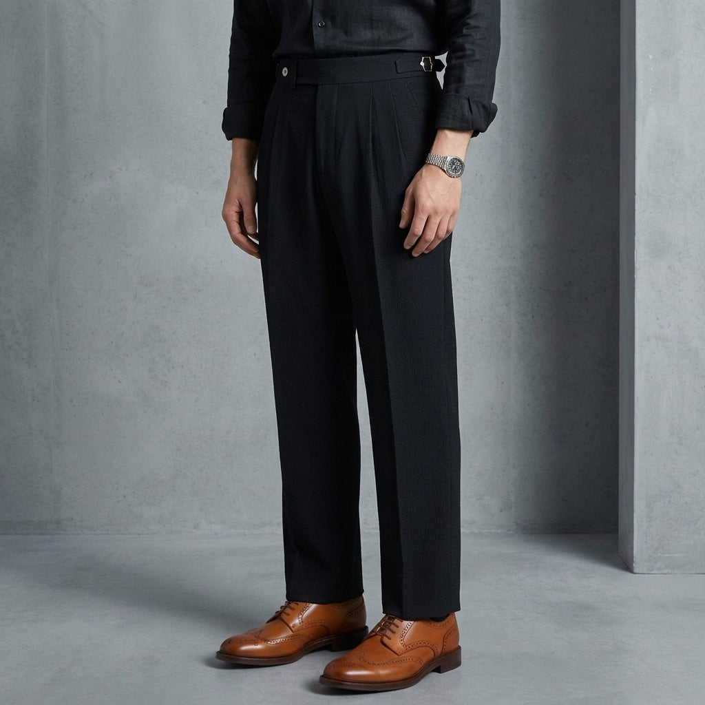 Sebastian | Taranto Seersucker Airy Double Pleated Trousers